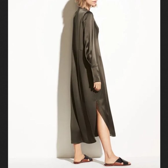 NWT Vince Band Collar Silk Shirt Dress - Picture 4 of 13